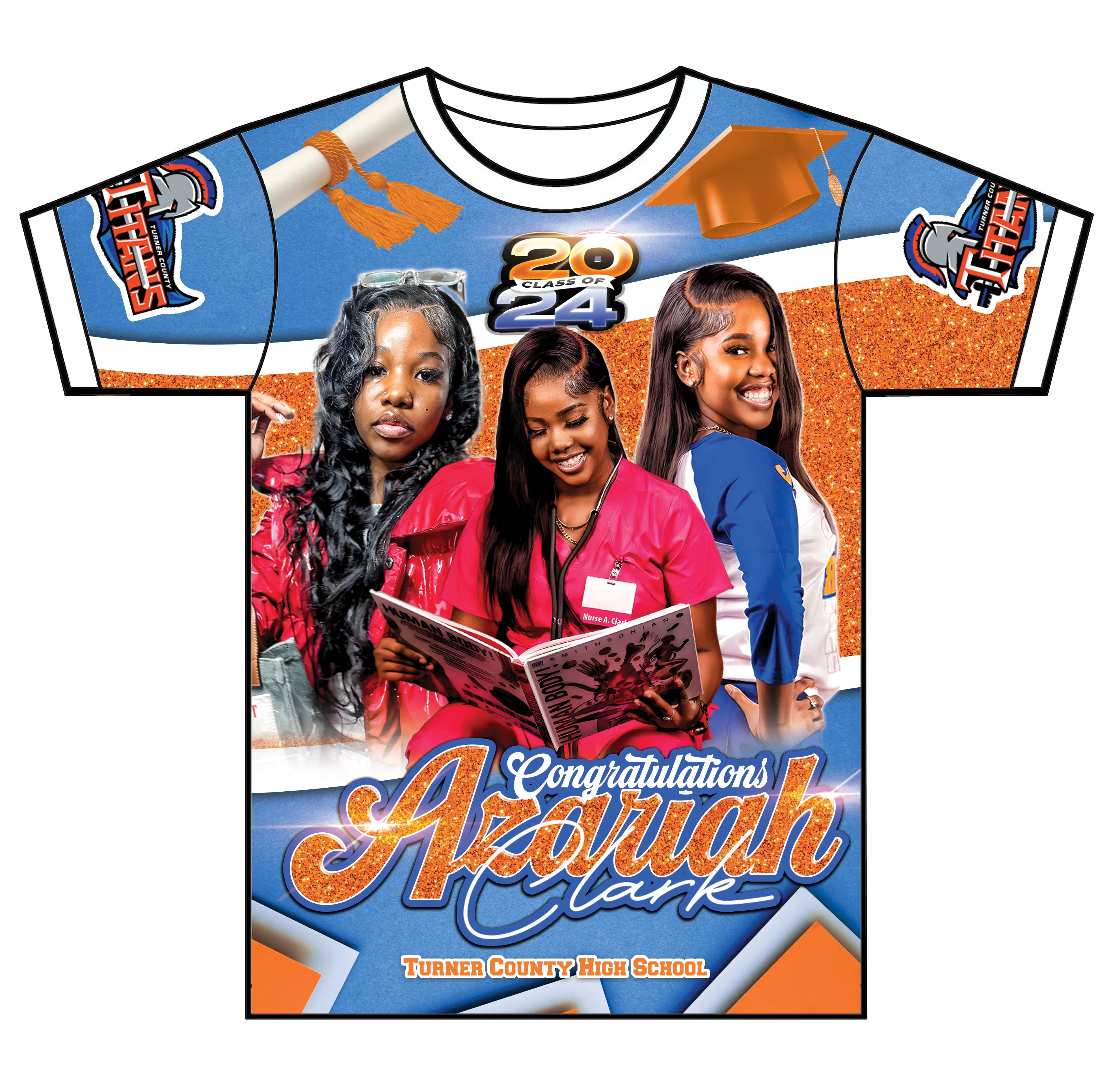 "Azariah" Custom Designed Graduation 3D shirt