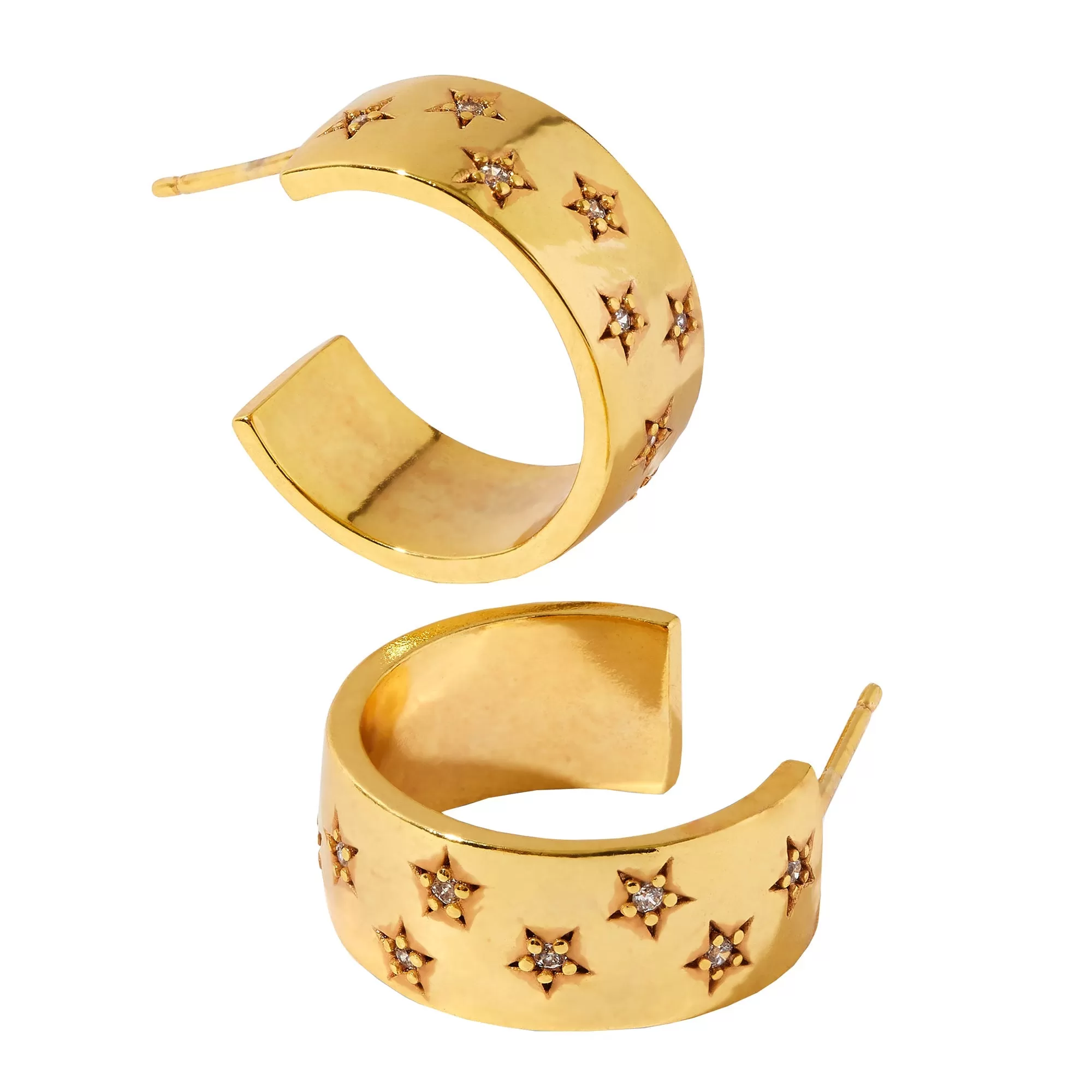 Real Gold Plated Z Sparkle Star Hoops Earrings For Women By Accessorize London