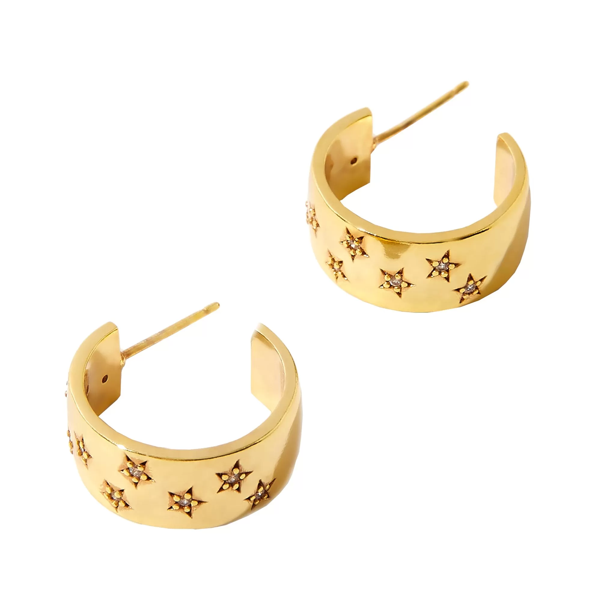 Real Gold Plated Z Sparkle Star Hoops Earrings For Women By Accessorize London