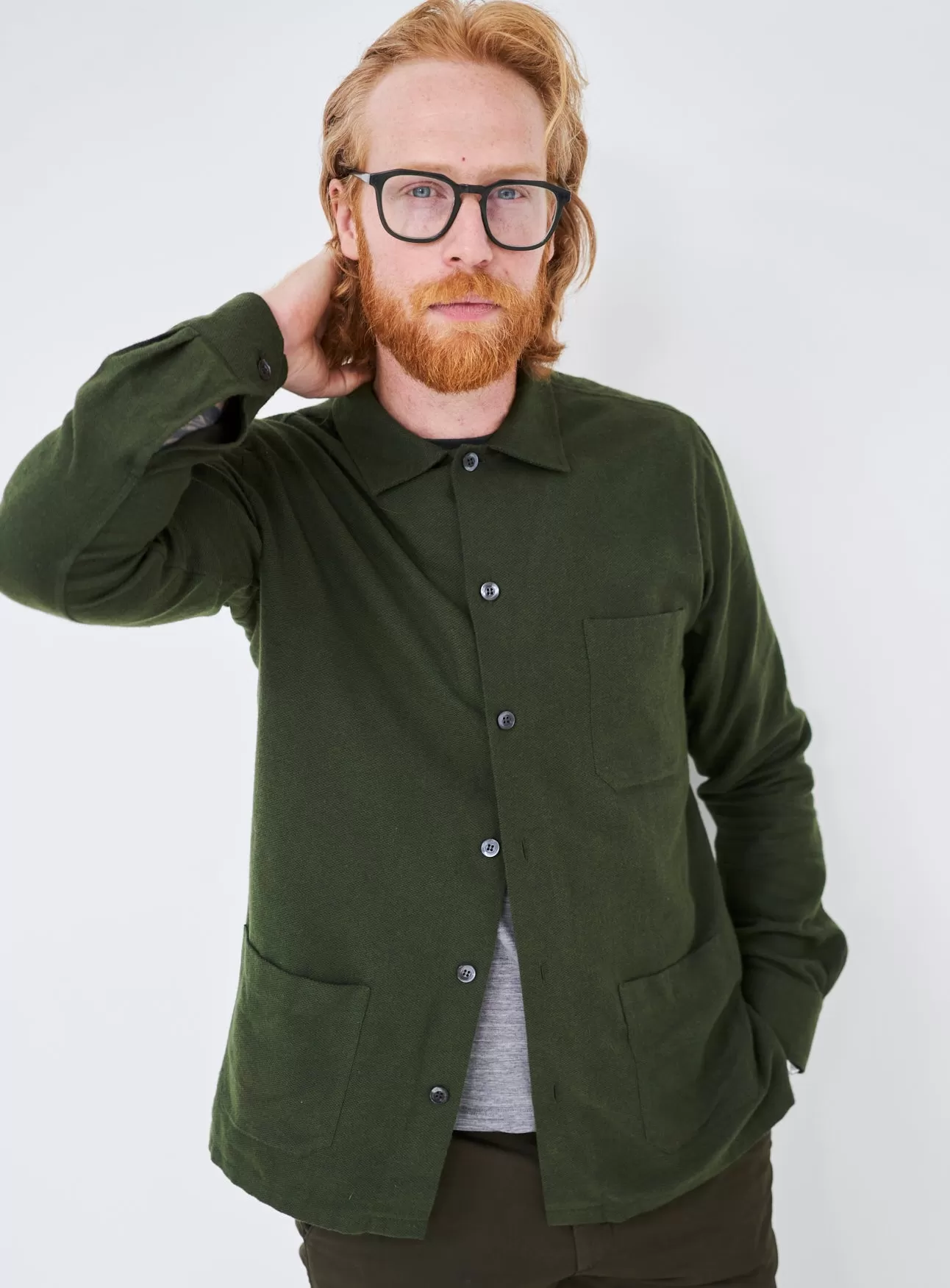 Recycled Italian Green Flannel Shirt Jacket