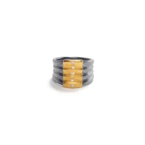 Ripppled Oxidized Silver and Gold Ring