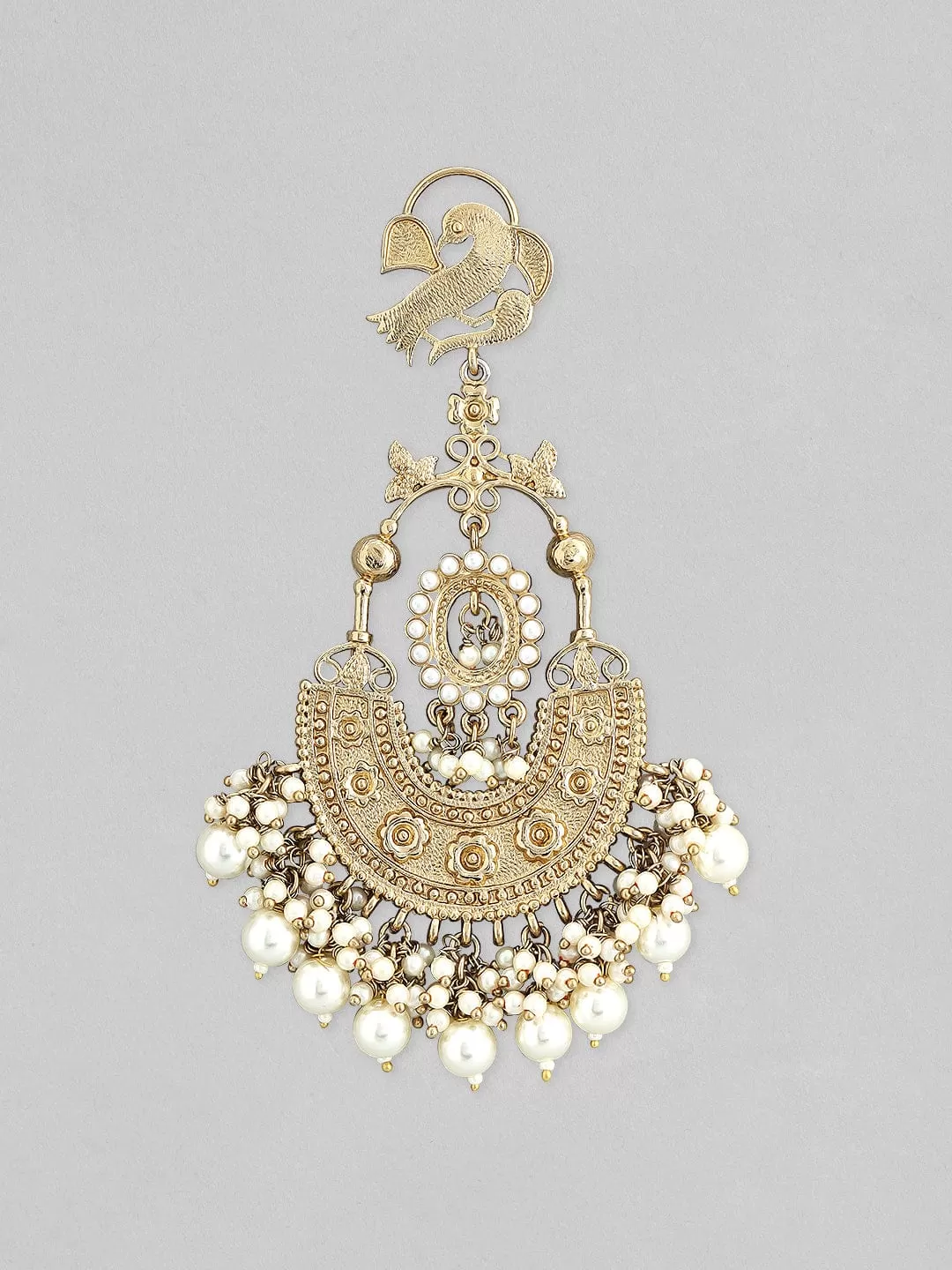 Rubans 22k Gold-Plated Handcrafted Pearls Chandbali Earrings