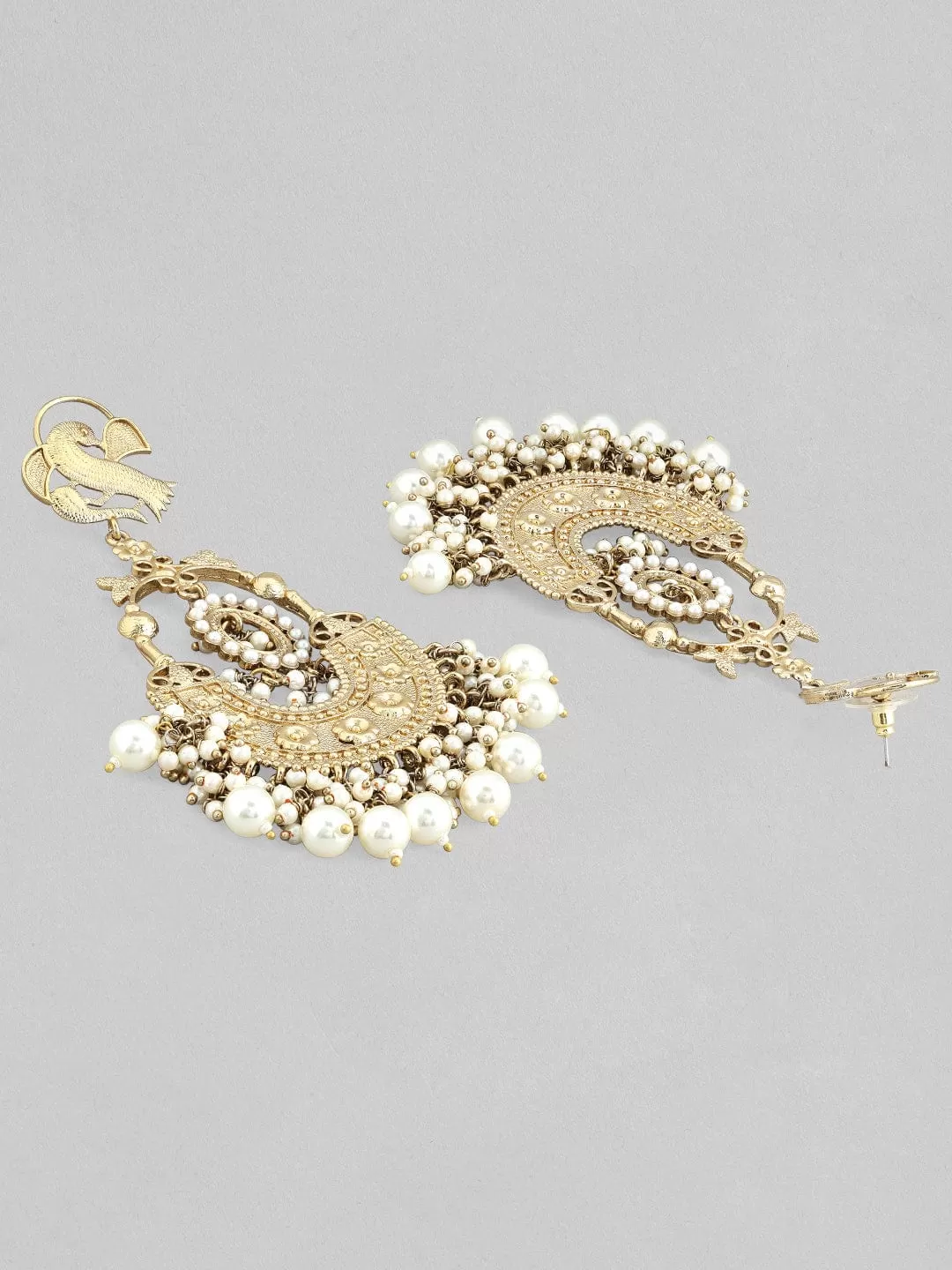 Rubans 22k Gold-Plated Handcrafted Pearls Chandbali Earrings