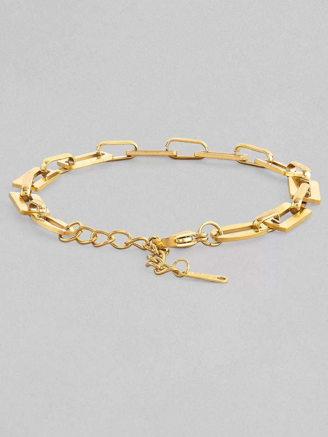 Rubans Voguish 18K Gold Plated Stainless Steel Waterproof Paperclip Chain Style Bracelet.