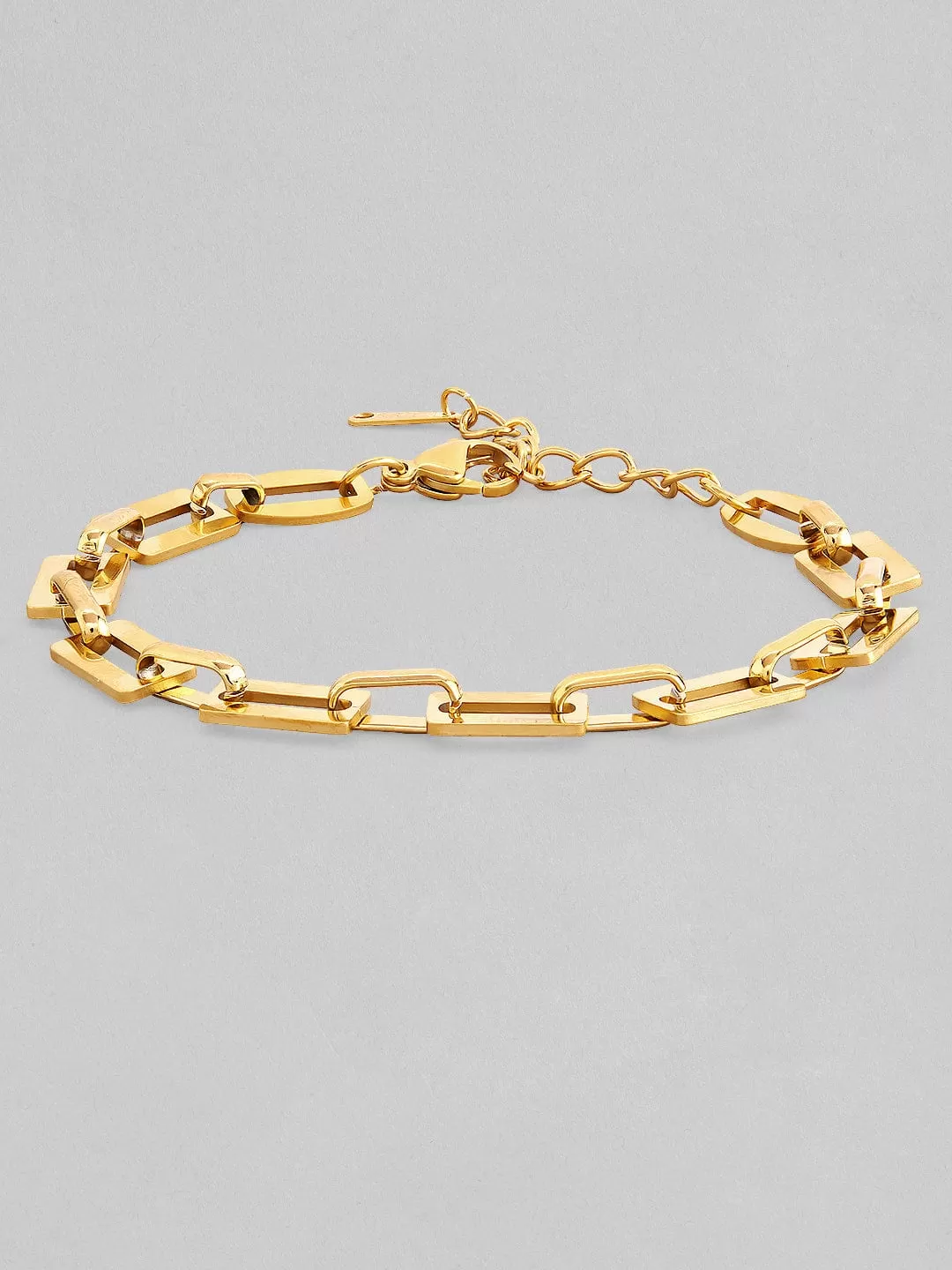 Rubans Voguish 18K Gold Plated Stainless Steel Waterproof Paperclip Chain Style Bracelet.