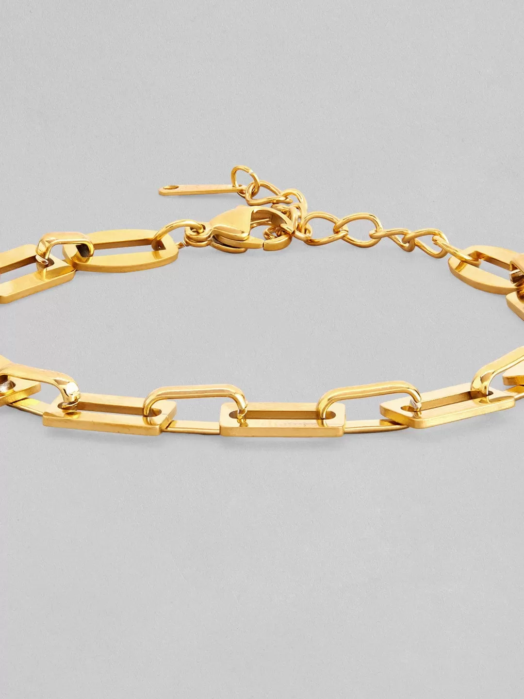 Rubans Voguish 18K Gold Plated Stainless Steel Waterproof Paperclip Chain Style Bracelet.