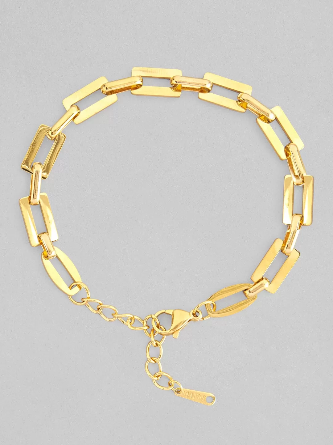 Rubans Voguish 18K Gold Plated Stainless Steel Waterproof Paperclip Chain Style Bracelet.