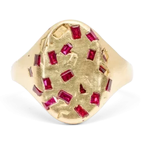 Ruby Baguette Signet Ring - Size 5.5 - 9711