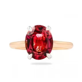 Ruby Oval Cut Prong Sterling Silver Solitaire Ring