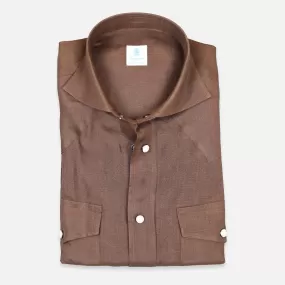 Rust Brown Linen Rodeo Shirt