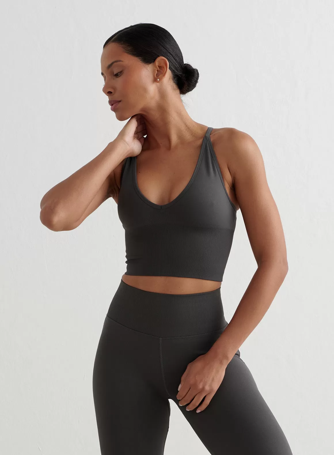 Shadow Grey Shape Seamless Cross Back Bralette