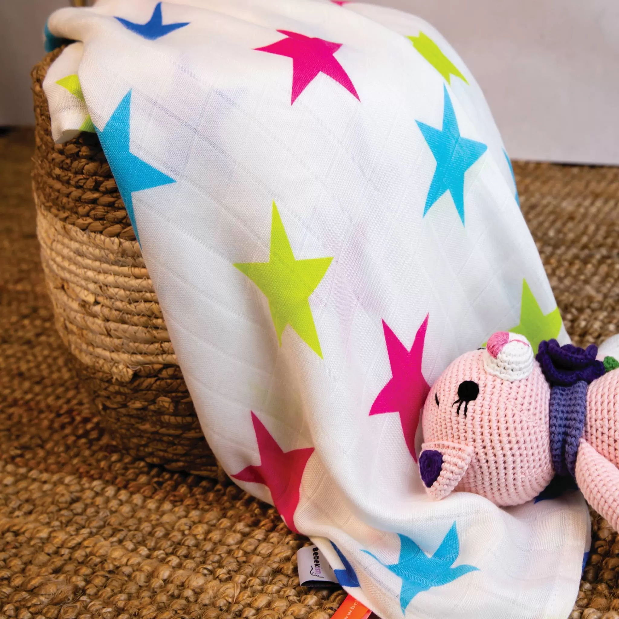 Shinny Stars Large Bamboo Muslin Swaddle