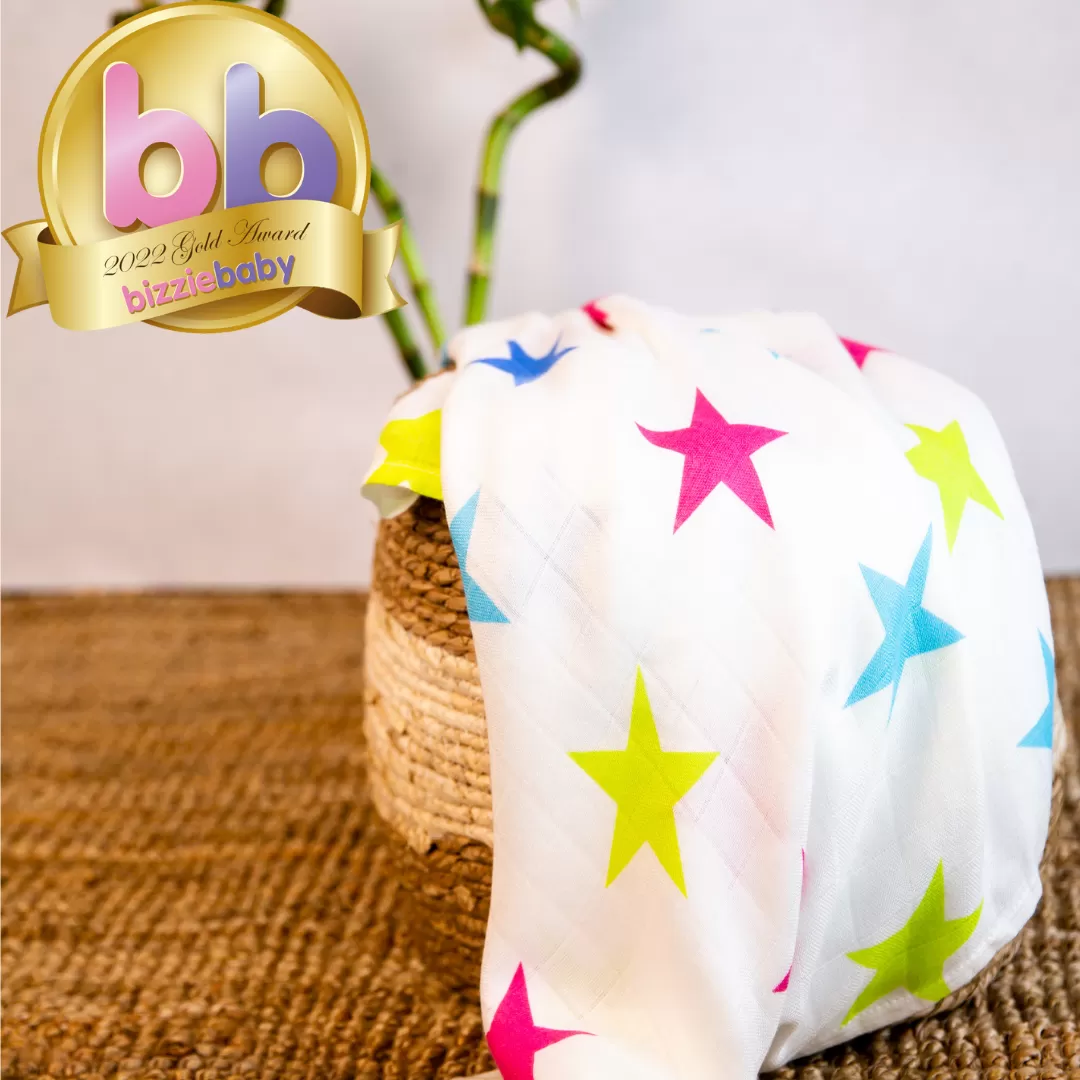 Shinny Stars Large Bamboo Muslin Swaddle