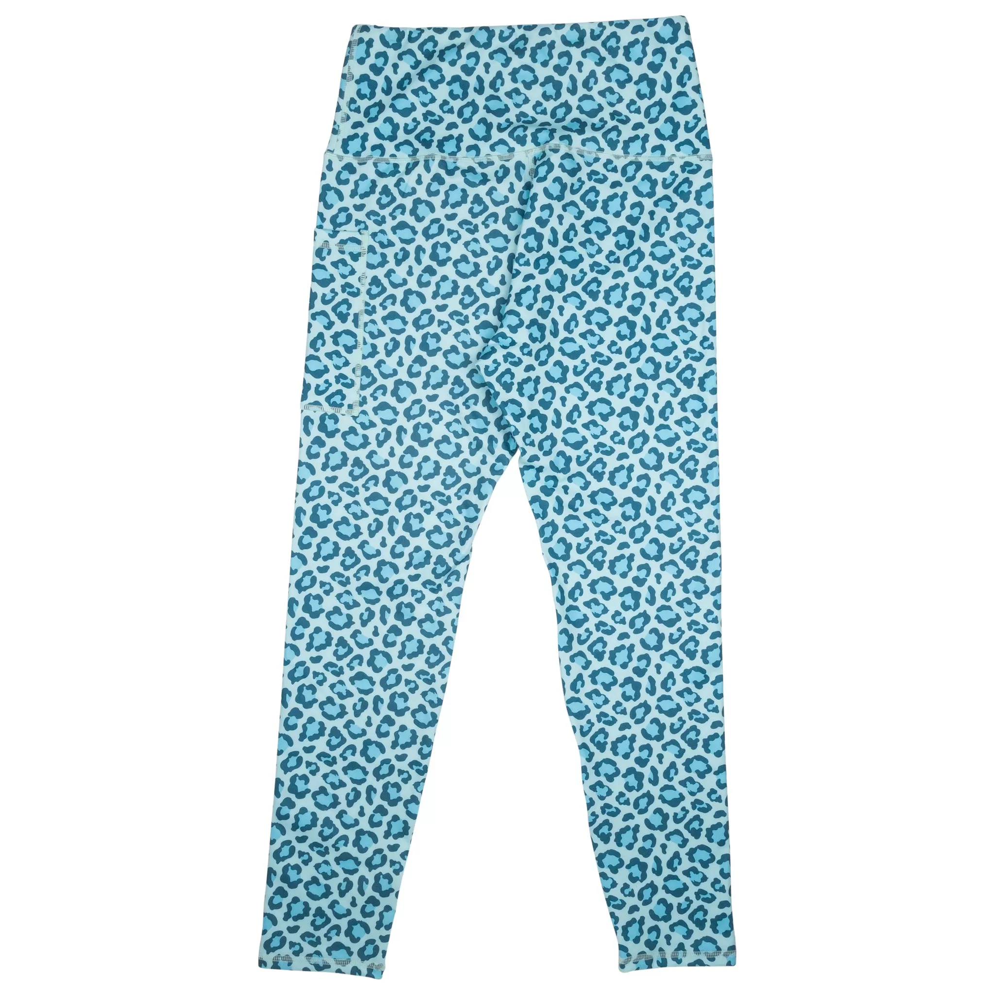 Sky Blue Leopard Women's Pocket Leggings