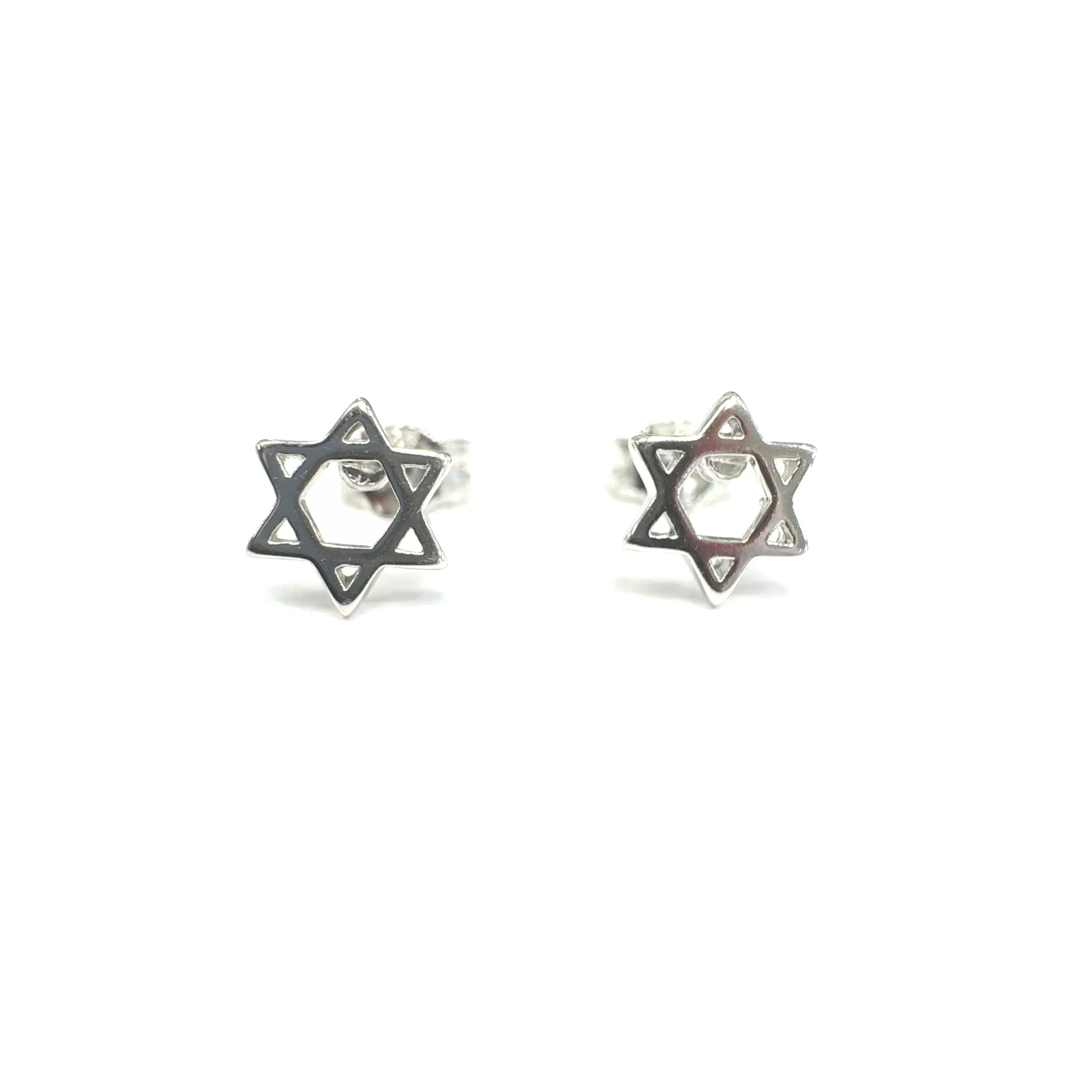 Small Open Jewish Star Stud Earrings