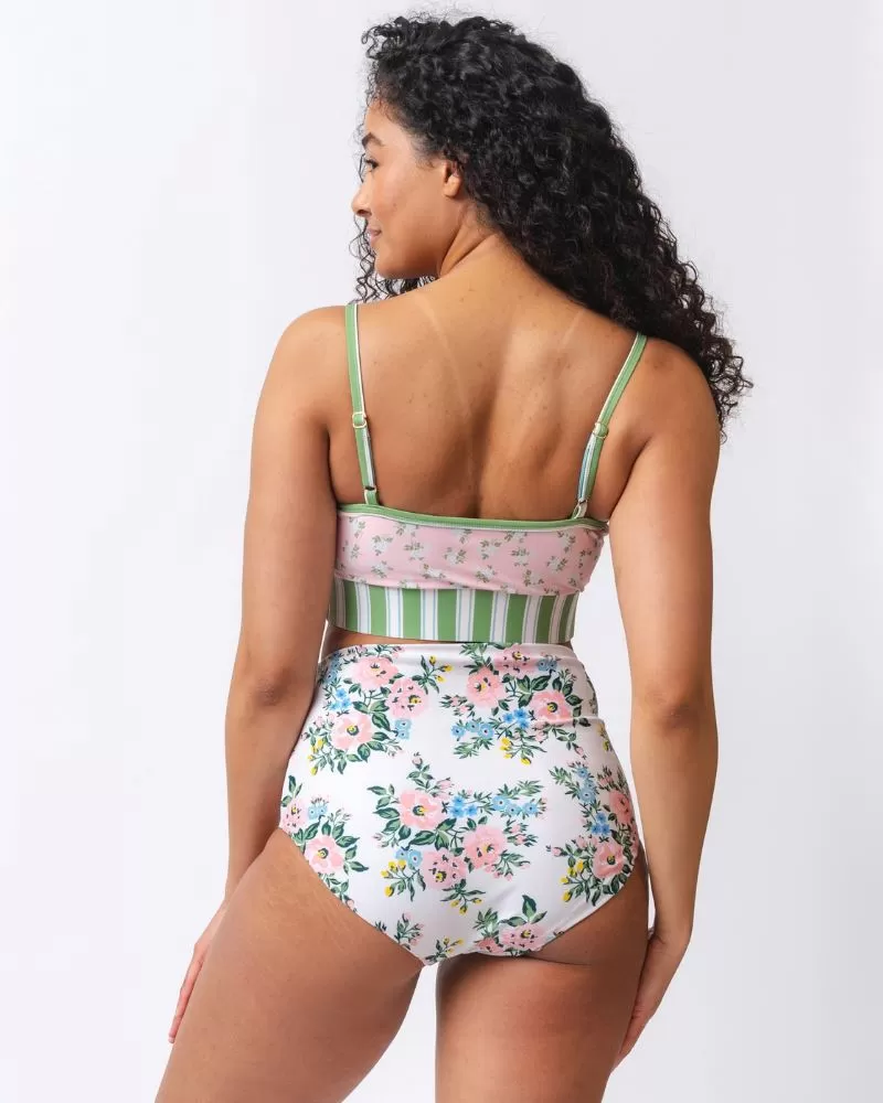 Somerset Floral/ Basil Stripe Reversible Ultra High-Waist Bottom