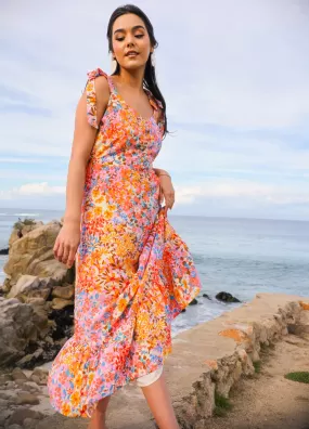 Spring Dream Floral Maxi Dress - Coral/Multi