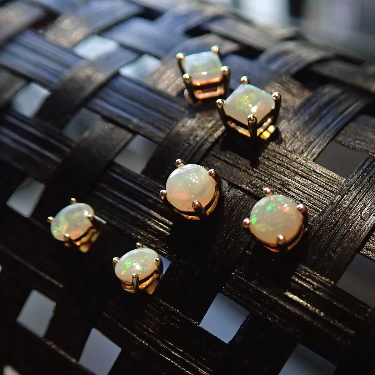 Square Opal Stud Earrings