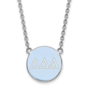 Sterling Silver Pitt Greek Delta Delta Delta Enamel Disc Necklace