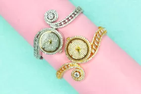 Stylish Gold Plated Cz Watch By Asp Fashion Jewellery