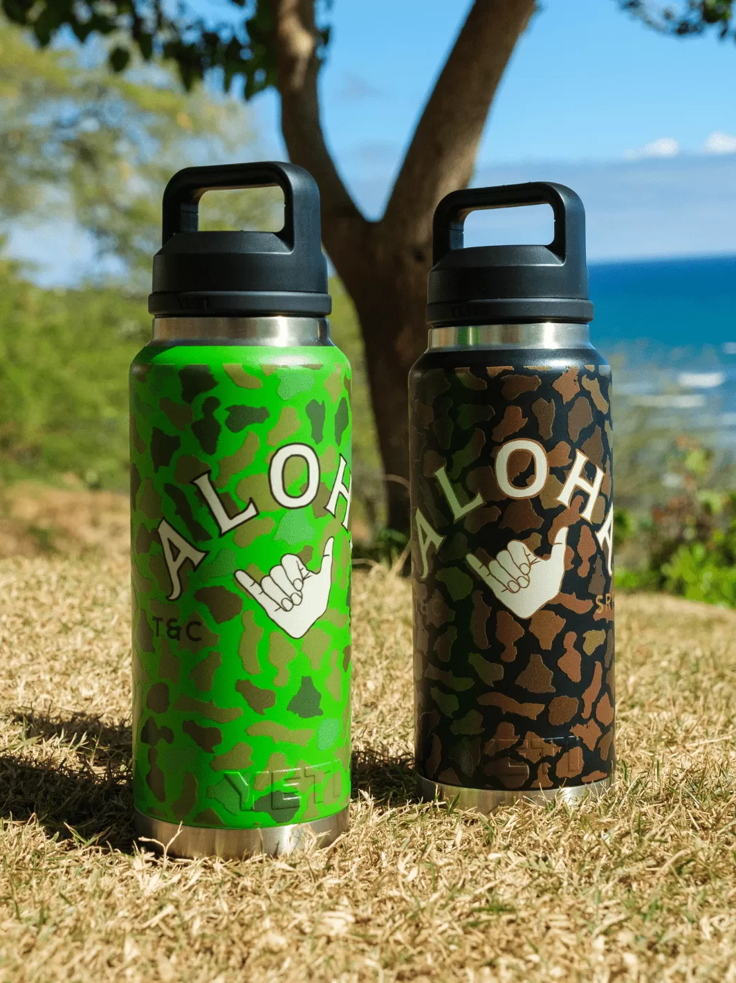 T&C Surf 36 oz Shaka Aloha Rambler Yeti Bottle with Chug Cap