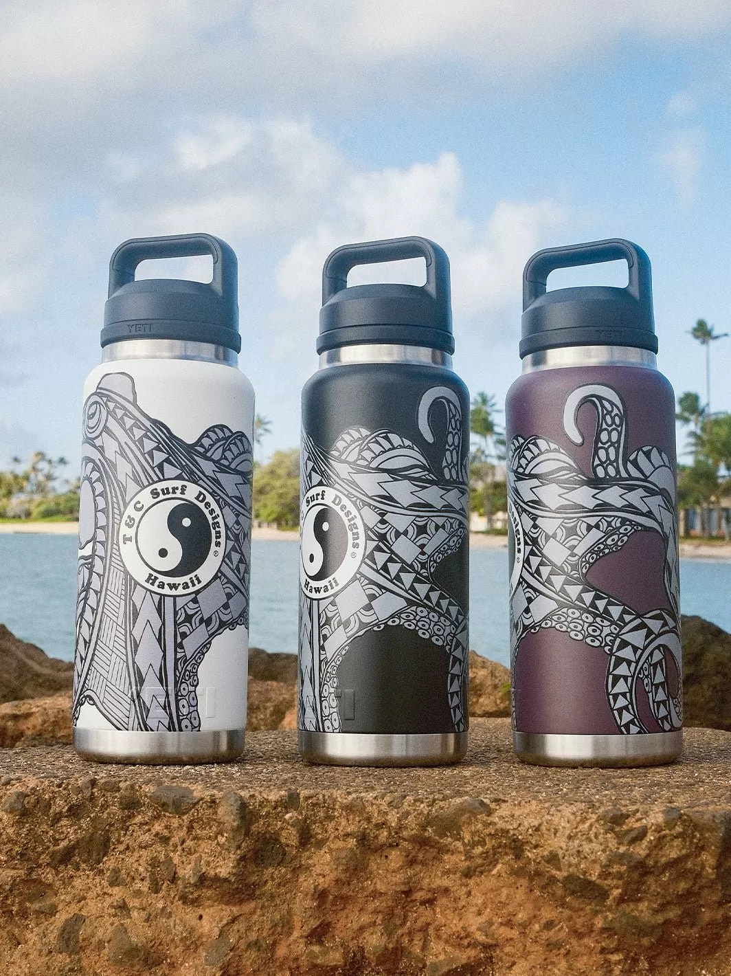 T&C Surf 36 oz Tako Tattoo Rambler Yeti Bottle with Chug Cap