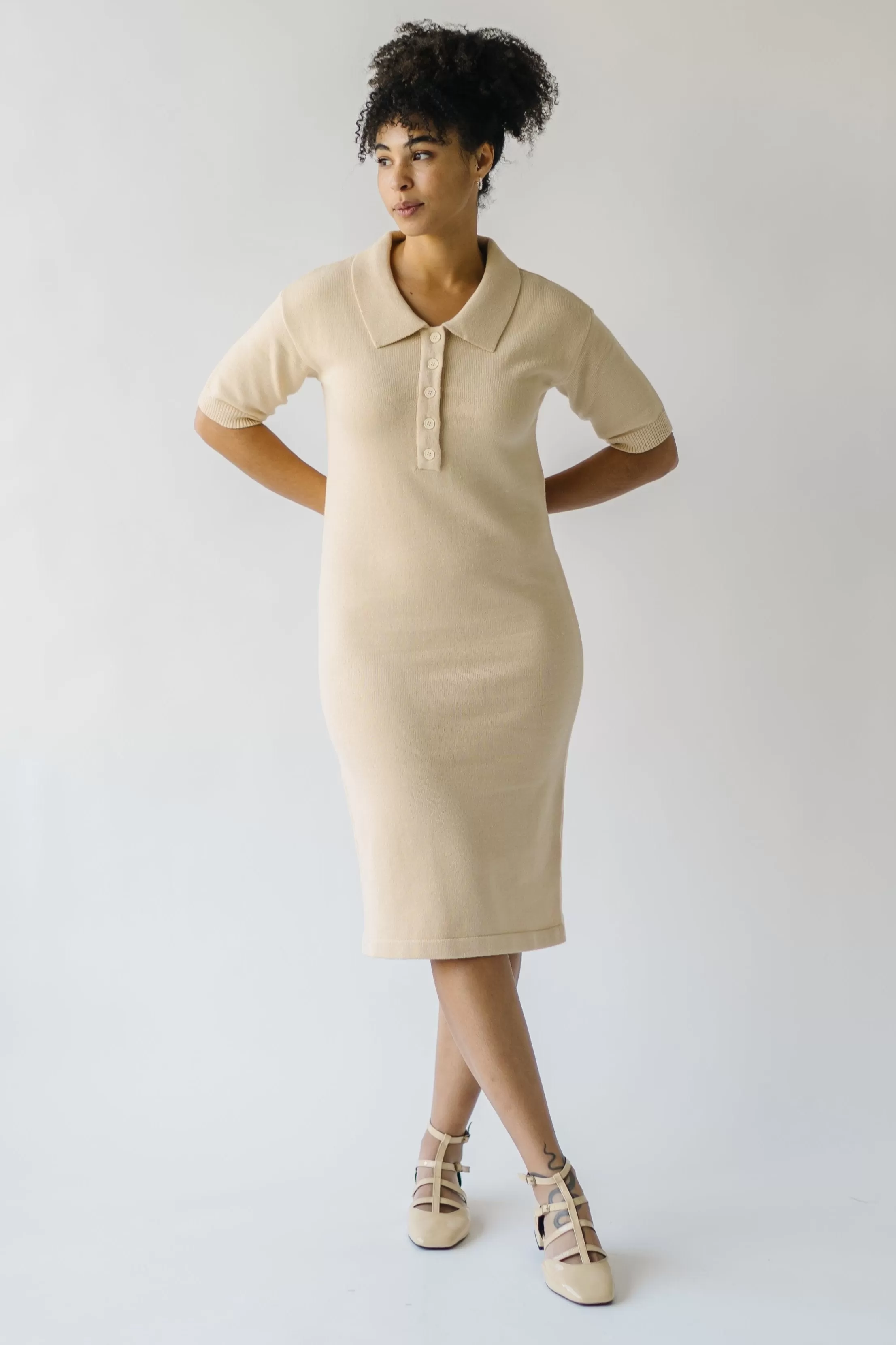 The Gowans Sweater Dress in Tan