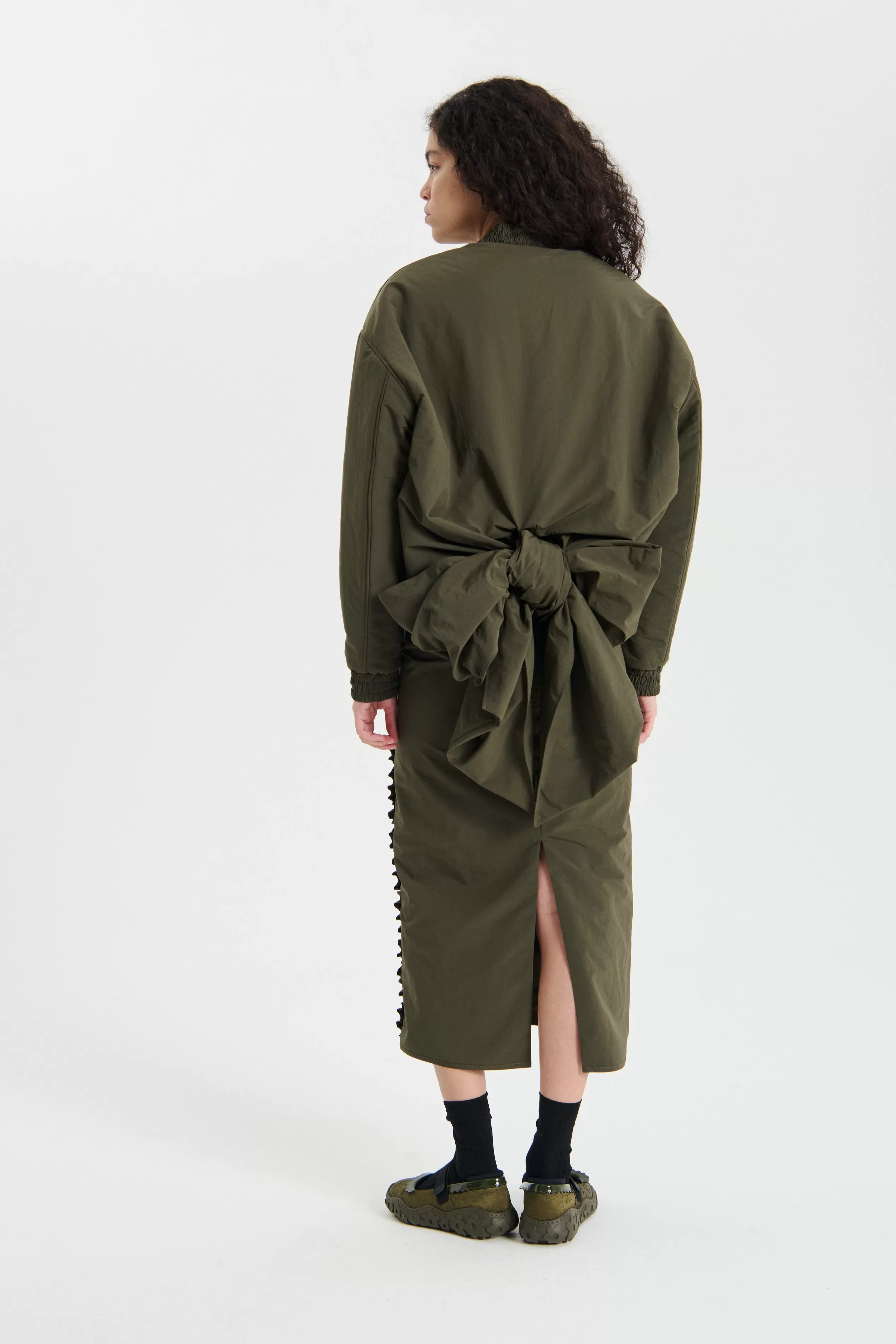 UBON | JACKET RECYCLED TAFFETA GREY OLIVE