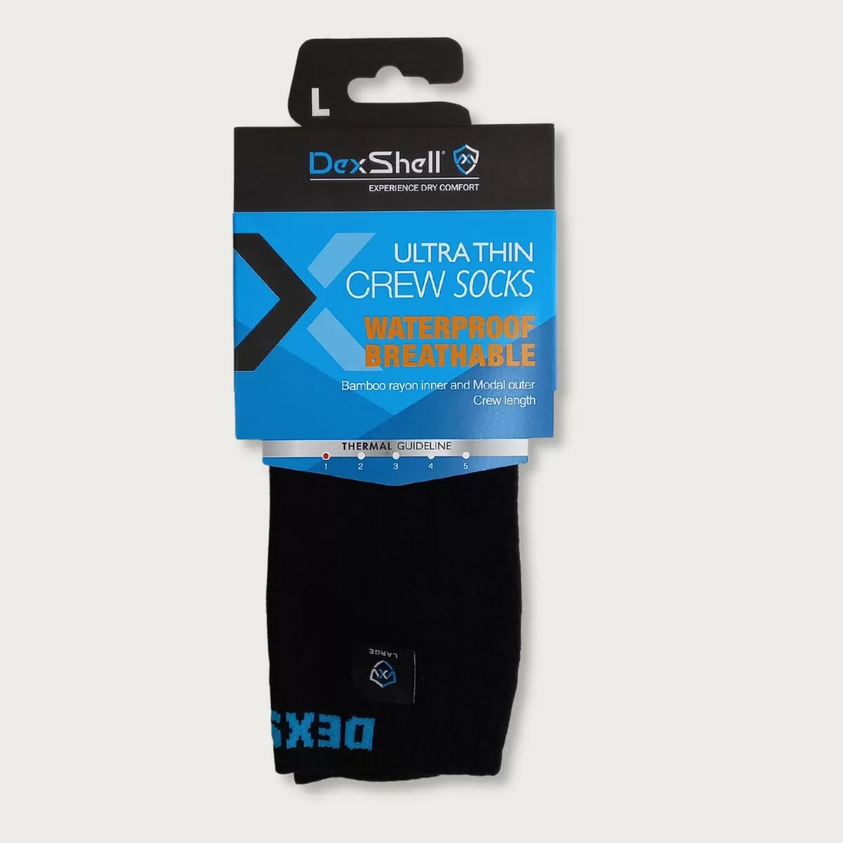 Ultra-Thin Waterproof Sock - Crew - Black