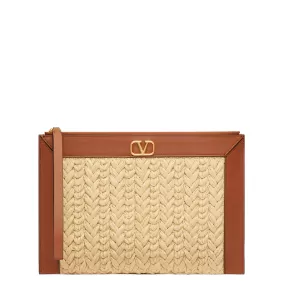 VLOGO Raffia Wristlet, Natural