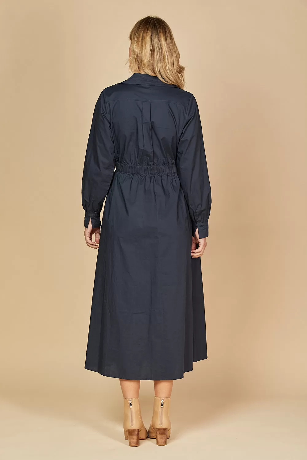 Wendy Poplin Wrap Dress in Navy