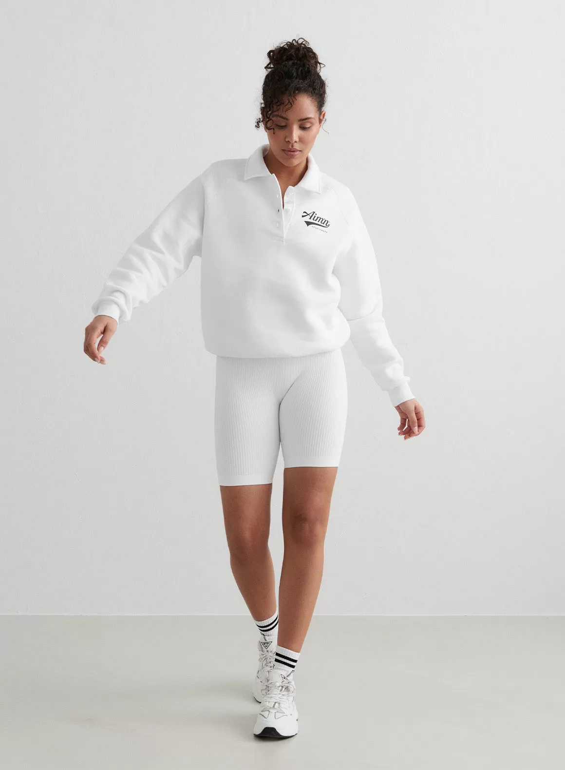 White Pitch Polo Sweatshirt