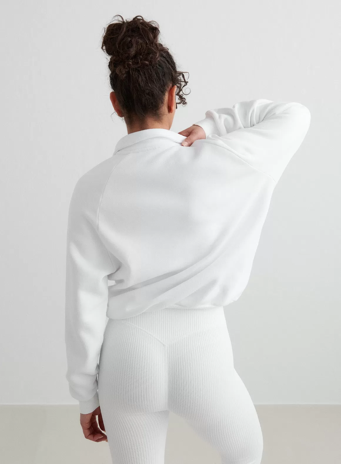 White Pitch Polo Sweatshirt