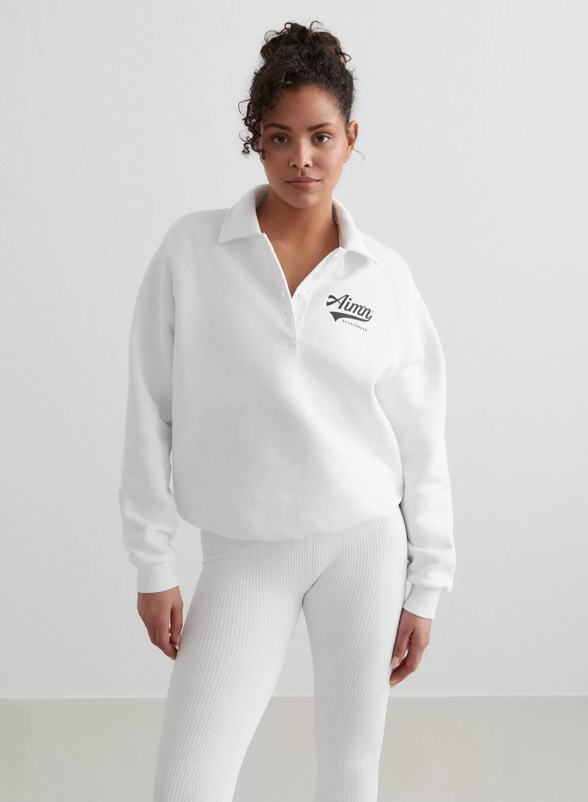 White Pitch Polo Sweatshirt