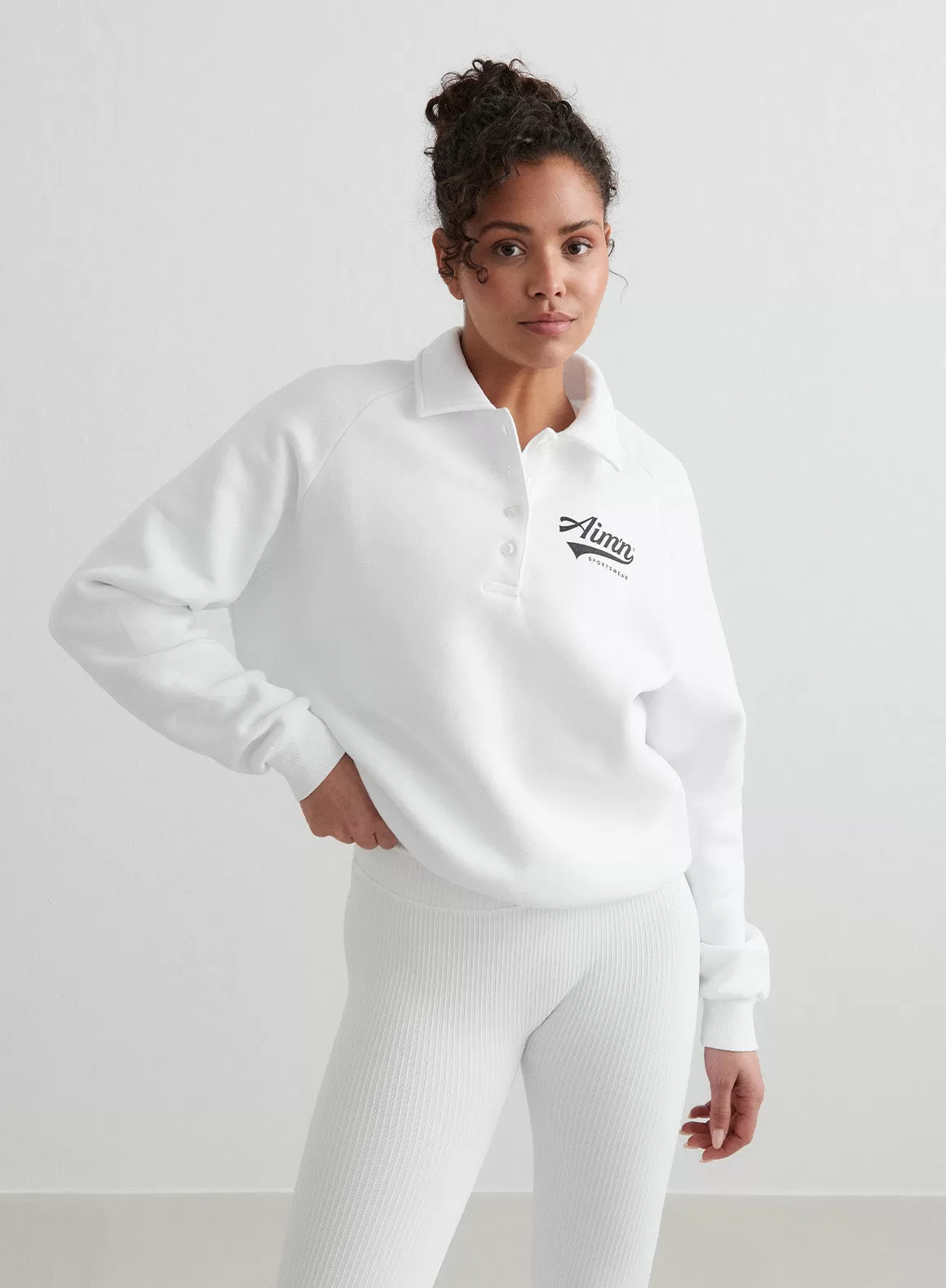 White Pitch Polo Sweatshirt