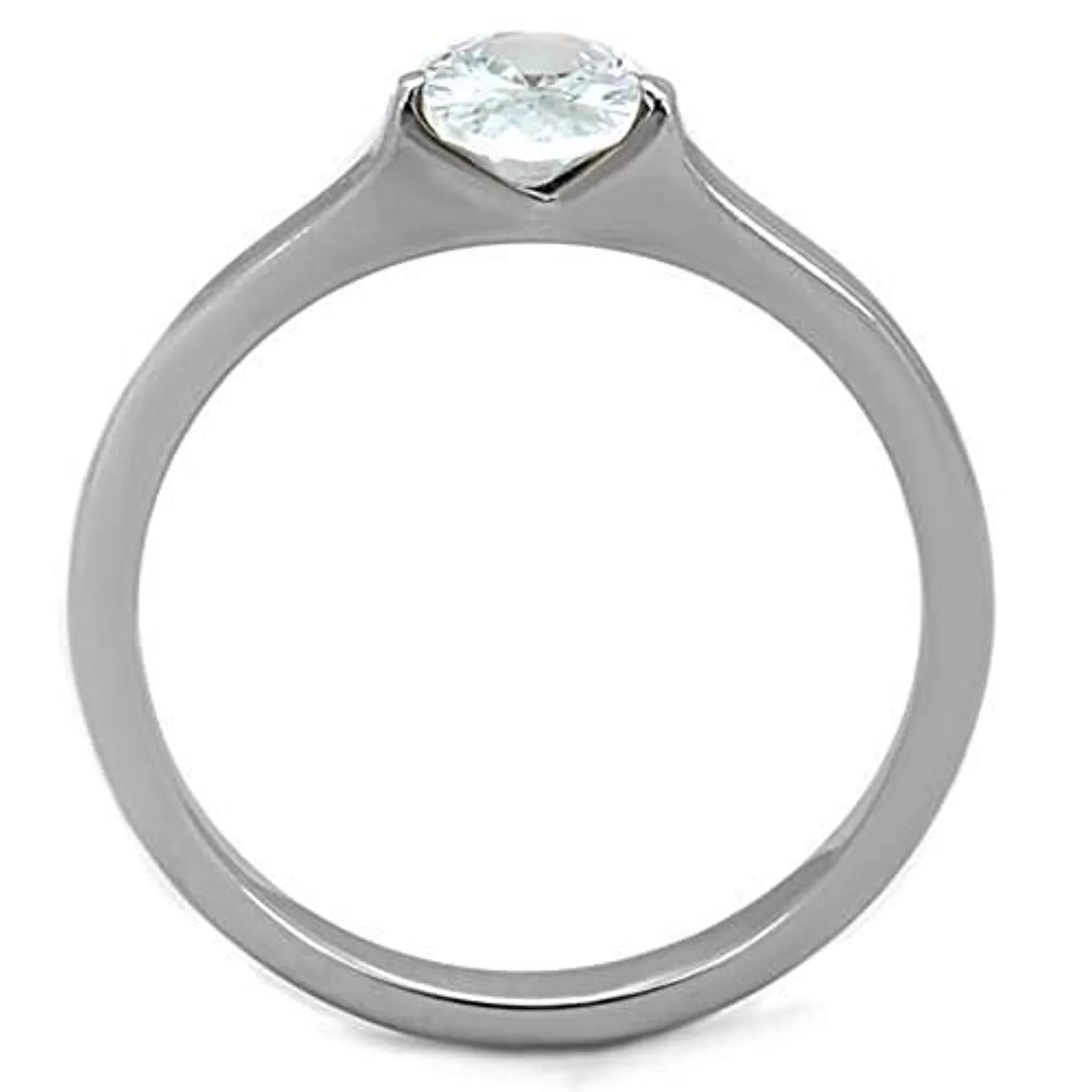 WildKlass Stainless Steel Ring High Polished (no Plating) Women AAA Grade CZ Clear