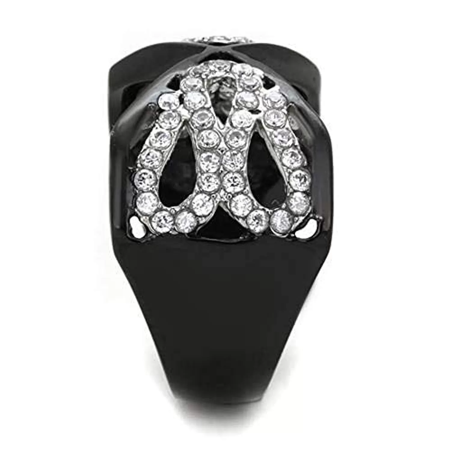 WildKlass Stainless Steel Ring Two-Tone IP Black Women AAA Grade CZ Clear