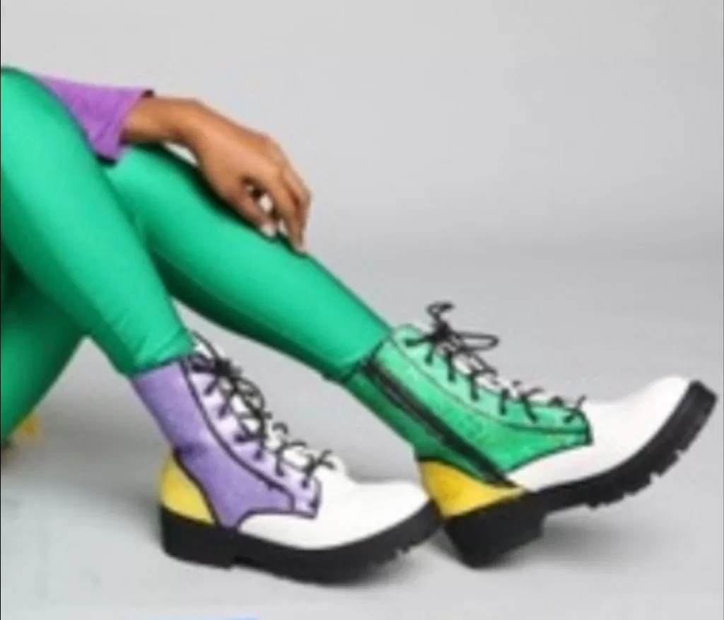 WOMEN LACE UP MARDI GRAS BOOTS SHOES