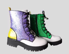 WOMEN LACE UP MARDI GRAS BOOTS SHOES