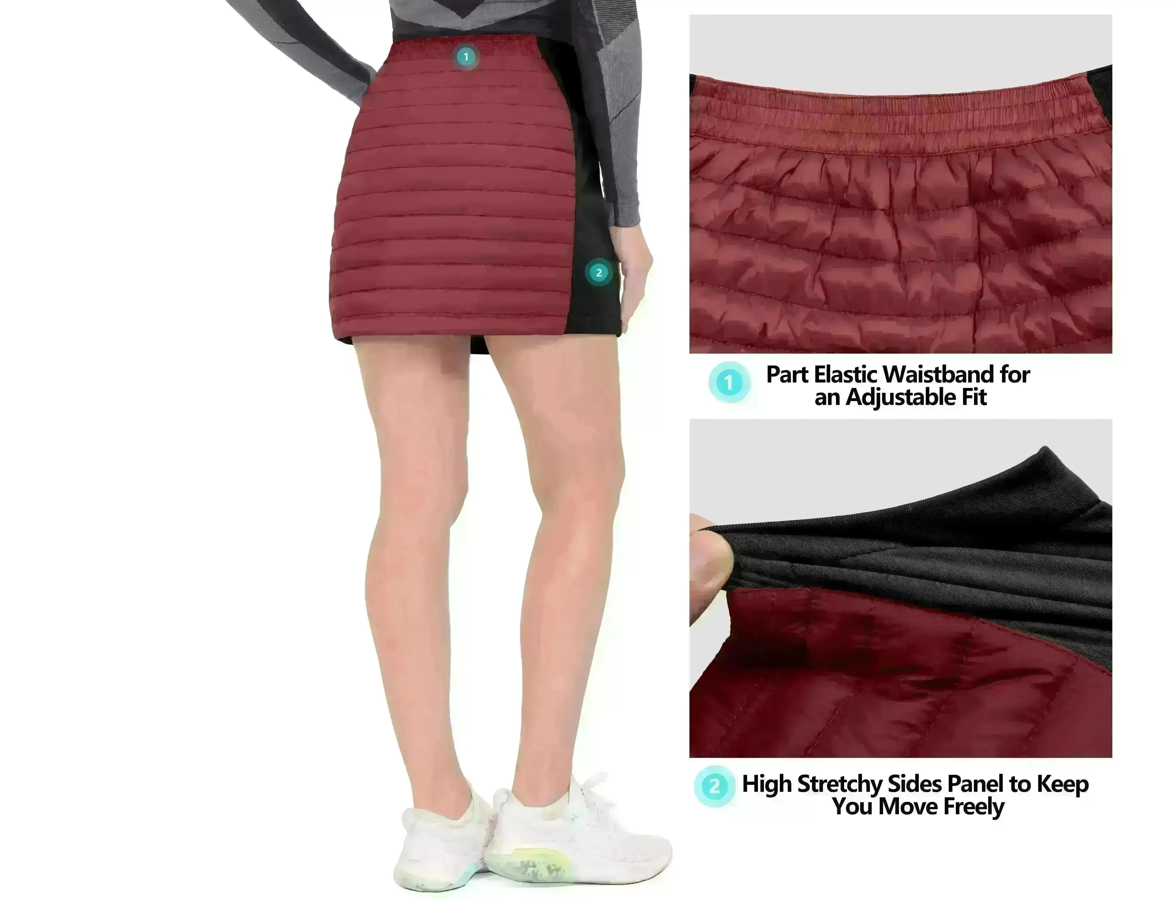 Women's Lightweight Puffer Sport Quilted Running Skirt