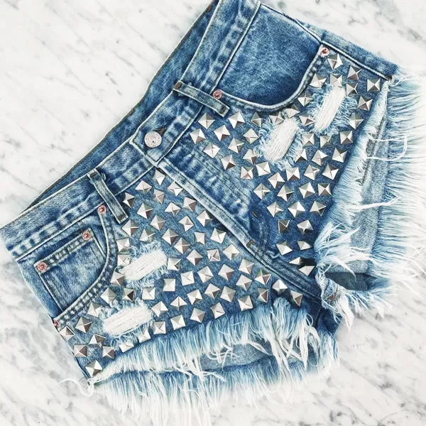 Wunderlust Acid Studded Vintage Shorts